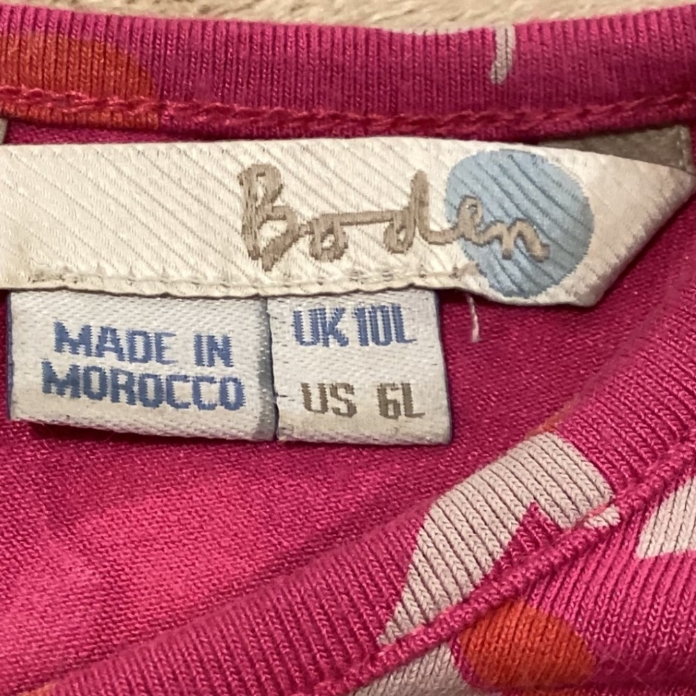 Boden Marilyn Dress in Pink Flambe Apples (abstract apple print), Size 6 Long - Picture 5 of 6